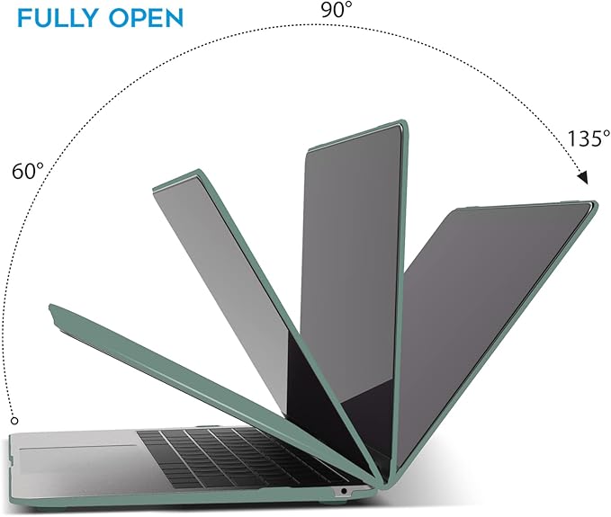 IBENZER Compatible with New MacBook Air 13 inch Case 2022 2021 2020 M1 A2337 A2179 A1932, Plastic Hard Shell Case with Keyboard Cover for Mac Retina Display with Touch ID, Midnight Green, MAT13-MTGN+1