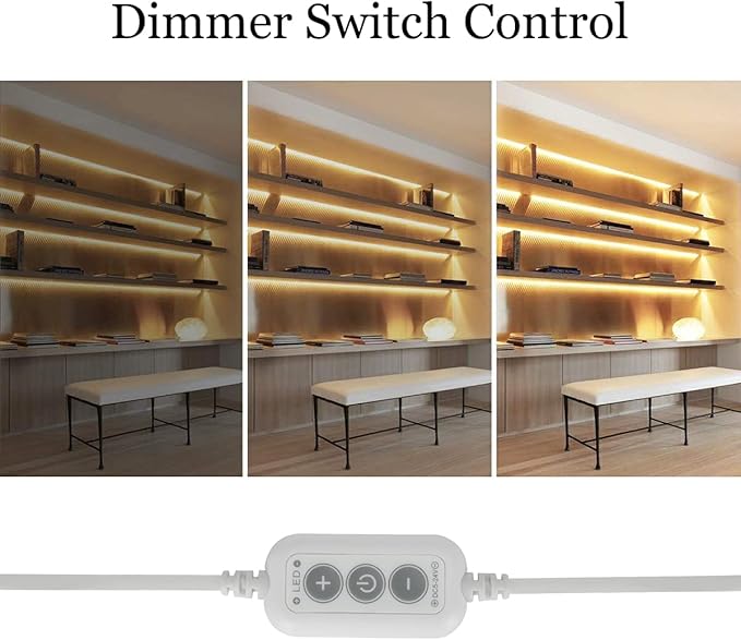 dephen 4.9ft Dimmable LED Strip Lights, 5v Warm White Dotless COB String, Flexible and Cuttable Rope Lighting, Self Adhesive Tape for TV Backlight, Bedroom, Cabinet, Kitchen, DIY