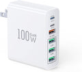 USB C Wall Charger Block,100W GaN 6-Port Fast Charging QC+PD3.0 Dual USB C Power Brick,Portable Multiport Power Adapter Type C Charging Station Hub for iPhone 17/16/15/14/13 Pro Max,iPad,Samsung