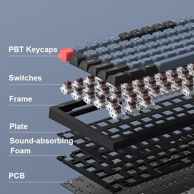 Keychron K10 Pro QMK/VIA Custom Wireless Mechanical Keyboard, Hot-Swappable Full Size 108 Keys Programmable White LED Backlit Brown Switch, Bluetooth/USB-C Wired Gaming Keyboard for Mac Windows Linux