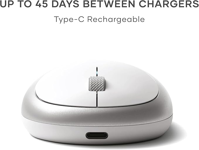 Satechi M1 Wireless Bluetooth Mouse, USB-C Rechargeable, Compact & Portable, for MacBook Air/Pro/Nro, iPad Air/Pro, iPad mini, Mac mini, iMac & Windows - Silver