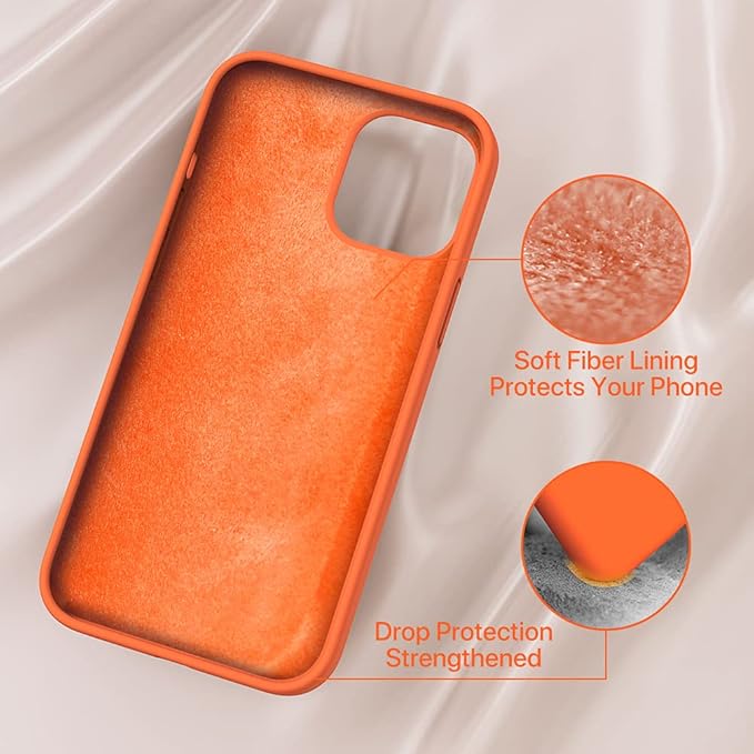 Miracase Compatible with iPhone 12 Pro Max Case, [Soft Anti-Scratch Microfiber Lining], Liquid Silicone Case Gel Rubber Shockproof Drop Protection Phone Case for 12 Pro Max, Orange