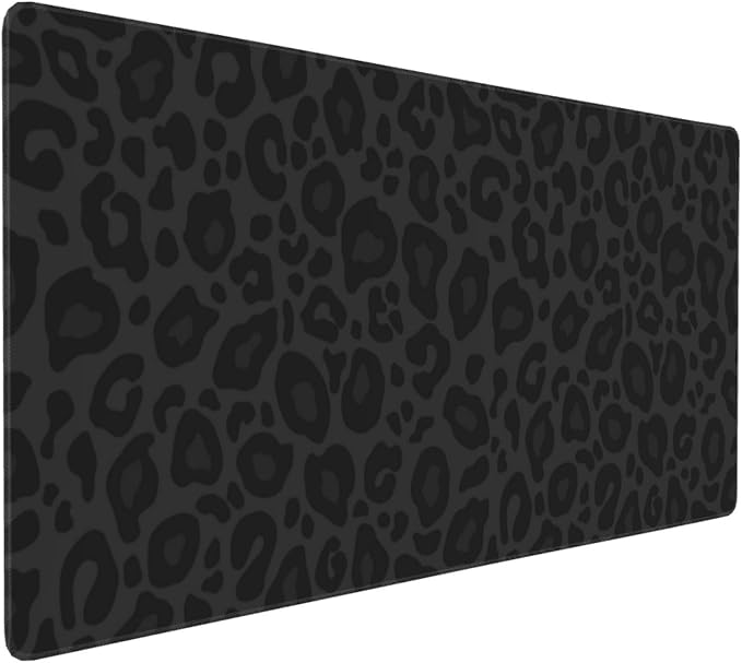 Black Leopard Print Mouse Pads XXL Extended Mousepad with Stitched Edges Non-Slip Rubber Base Computer Keyboard Pad Desk Mat for Home Office Desk Decor, 35.4" X 15.7"