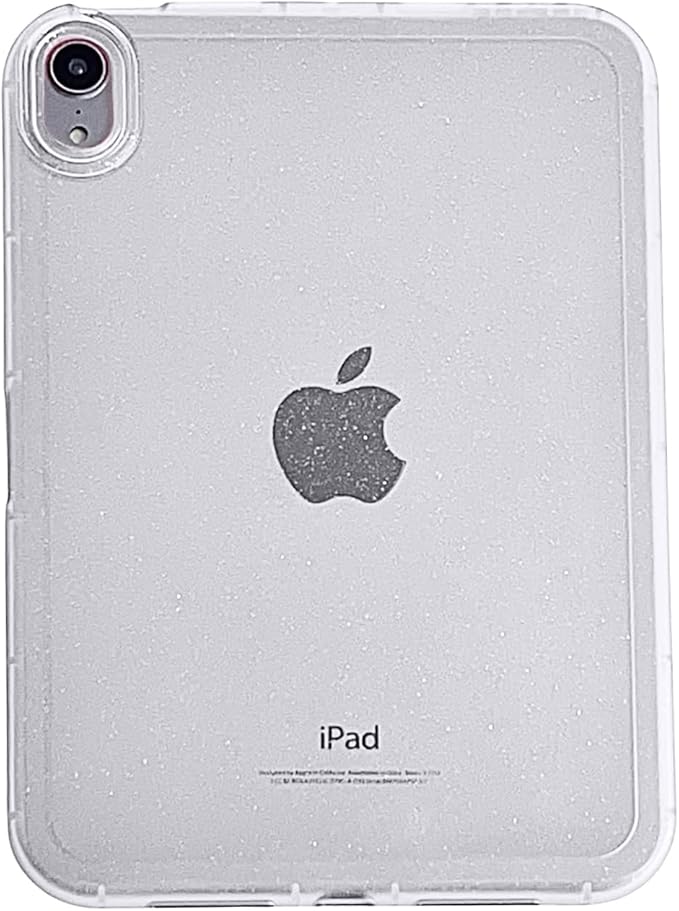 Case for iPad mini 7 A17 Pro 2024/ iPad mini 6 2021, Glitter Clear Soft TPU Back Shockproof Bling Sparkly Silicone Lightweight Thin Cover Mini 7th/6th Generation 8.3 inch, White