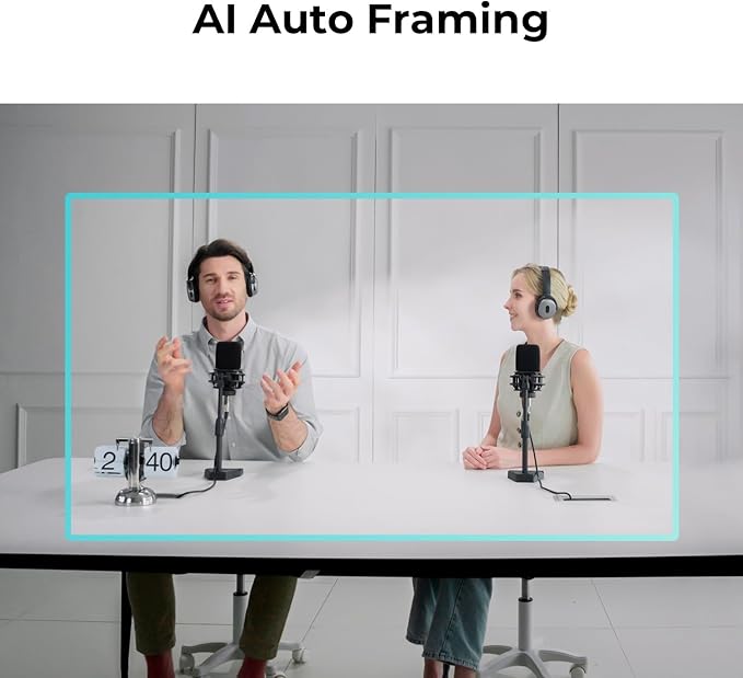 OBSBOT Meet 2 Webcam 4K - AI Framing & Auto Tracking, 1/2" Sensor, 60FPS, Auto Focus, HDR, Dual Mics - Lightweight USB Web Camera for Streaming, Zoom Meetings, Gaming. (Space Gray)
