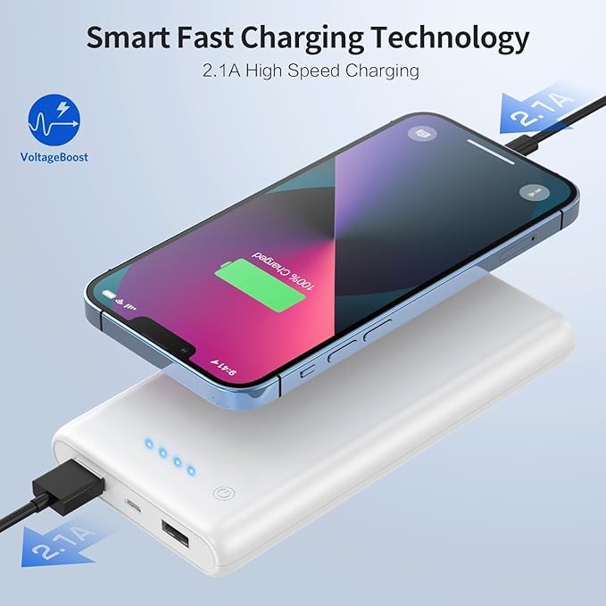 Portable Charger Power Bank 25,800mAh,5V/3A USB C in&Out Fast Phone Charging with Intelligent Smart IC,3 USB Port External Cell Phone Battery Pack Compatible with iPhone 17 16 15,Galaxy,Android-White