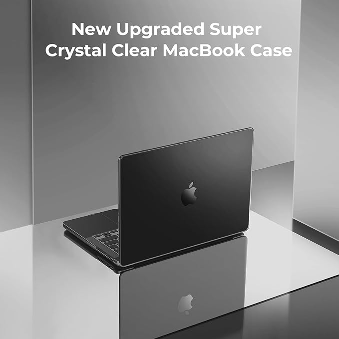 EooCoo Case Compatible with MacBook Pro 14 inch M5 2026 2025-2021 M4 M3 M2 M1 Pro/Max Chip, Crystal Clear Hard Shell, Easy to Install, Sturdy Laptop Protective Cover Case - Crystal Black