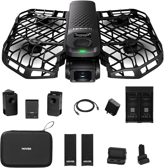 HOVERAir X1 PRO 4K Drone with Camera, Foldable Action Flying Camera with 42 KM/H Follow Speed, 15+ Fully Automatic Flight Modes, Fly Anywhere with OmniTerrain, SmoothCapture 2.0(Fly Joy Combo)
