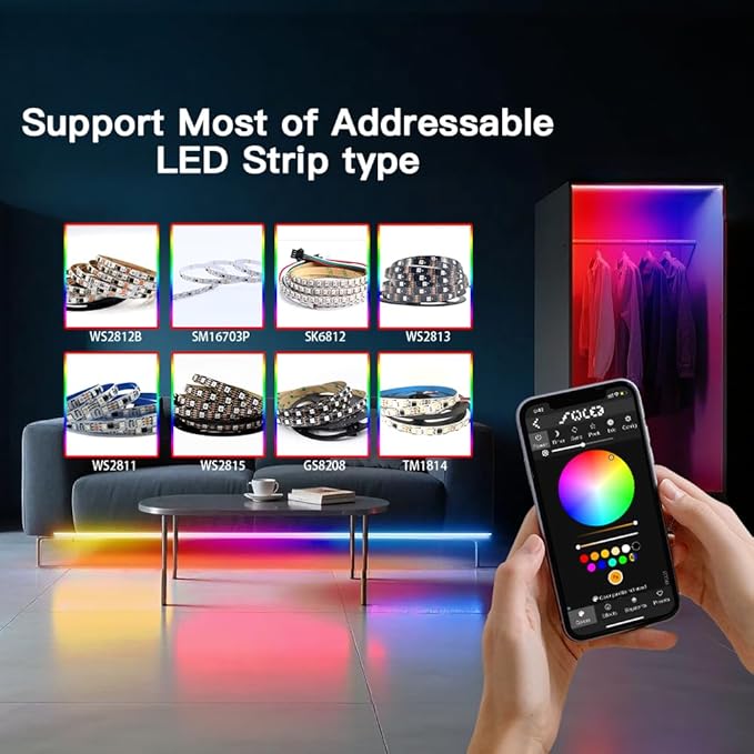 GLEDOPTO Elite 4 Channel ESP32 WLED LED Strip Light Controller Ethernet WiFi Dual Control Sound Reactive UART Energy Save Relay 20A Pluggable Fuse Level Shifter WS2811/12 SK6812 WS2815 Addressable LED