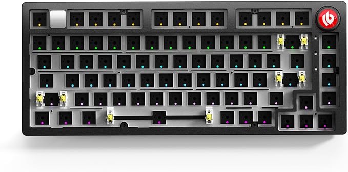 LEOBOG Hi75C Pro Wireless Mechanical Keyboard Kit – Aluminum Alloy Gasket Mount 75% Barebones DIY Base with Hot Swap, RGB Backlighting & Volume Knob – Enhanced Custom Gaming Keyboard Build, 4000mAh