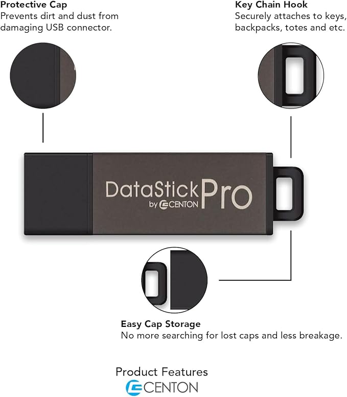 Centon Electronics S1-U3P31-64G USB 3.0 Datastick Pro (Charcoal Metallic), 64GB
