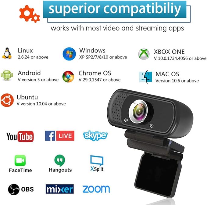 1080P Webcam with Microphone, HD Webcam Web Camera with Tripod Stand, Widescreen USB Computer Camera, Streaming Mic Web cam for Online Calling/Conferencing,Facetime/YouTube Desktop Laptop PC