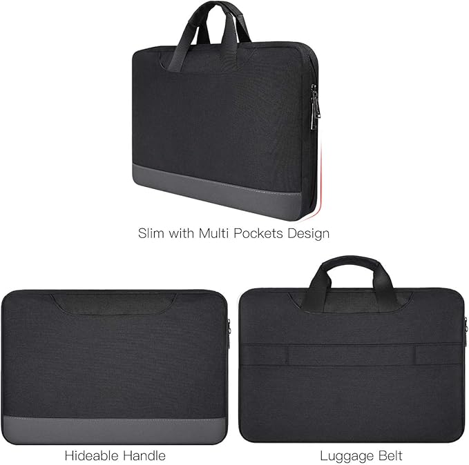 14 15 Inch Waterproof Laptop Sleeve Men Women TSA Briefcase for MacBook Pro 14 M5/M4/M3/M2/M1, Macbook Air 15 M5/M4/M3, Dell Inspiron 14/XPS 15, Lenovo Acer HP ASUS Chromebook 14 Carring Case, Black