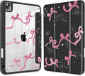 Tuiklol for iPad Pro 12.9 Inch 6th/5th/4th/3rd Generation 2022 2021 2020 2018 Case,Built-in Pencil Holder Clear Transparent Protective Back Shell Cover with Auto Sleep/Wake, Bow-Black