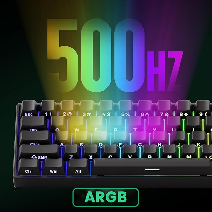 MONSGEEK FUN60 Pro Rapid Trigger Gaming Keyboard 16k Scan Rate SP Magnetic Switch HE Keyboard Wired 60% Black Shine-Through (Glare Magnetic Switch)