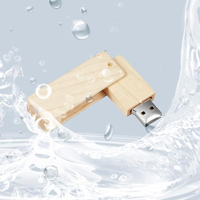 USB Flash Drive, 8GB Wooden USB2.0 High Speed USB Thumb Drives Memory Stick Pen Date Storage Stick Pendrive (Maple Rotatable)