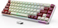 GEODMAER 65% Wireless Gaming Keyboard: LED Backlit, 68 Keys, Ultra-Compact, Anti-ghosting, No-Conflict Wireless Keyboard for PC Laptop Windows Gamer(White-Red)