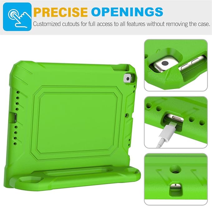 SUPLIK Kids Case for iPad 5th/6th Generation (9.7 inch, 2017/2018), iPad Air 1 & Air 2 & Pro 9.7 Case with Screen Protector, Durable Shockproof Kids Cover with Handle Stand, Green