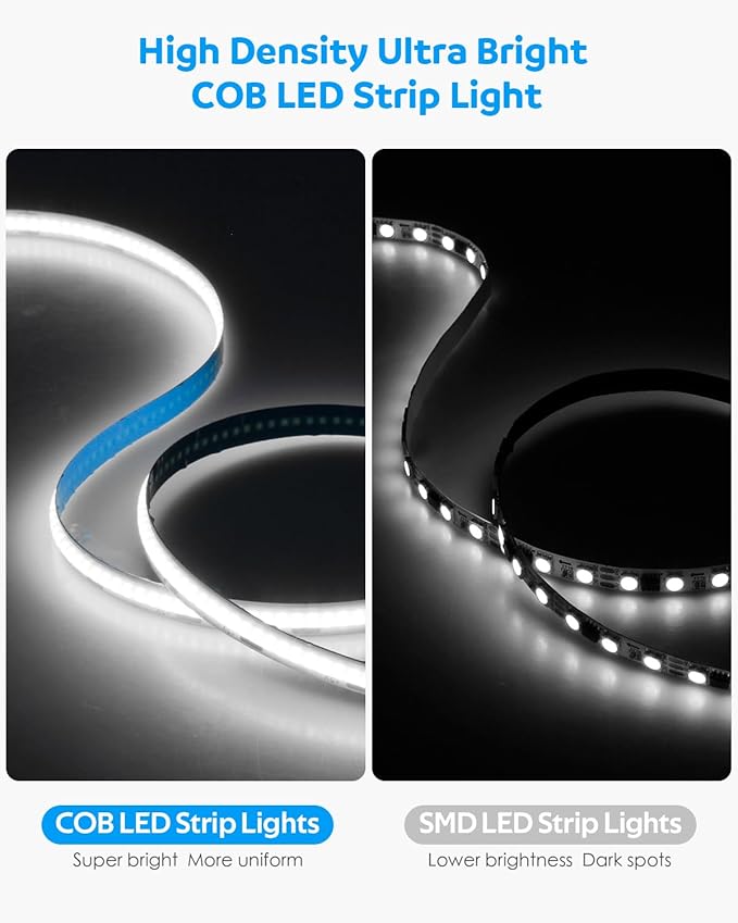 Aclorol 1M 5V COB LED Strip Light White 6000K Dimmable USB Powered TV LED Backlights 3.28FT 320Leds Flexible LED Tape Light Ultra Bright for 3D Printer Kitchen Under Cabinet Home Decoration CRI>85