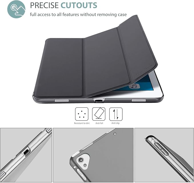 ProCase Smart Case for iPad Pro 12.9 Inch 1st and 2nd Generation (2015 and 2017 Model), Stand Cover Support Auto Sleep/Wake -Grey