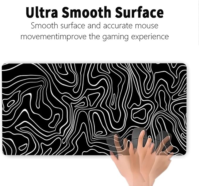 Rcege Large Mouse Pad for Desk - Gaming Mouse Pad with Stitched Edges, Anti-Slip Base for Keyboard and Mouse (Topographic Line,23.6x11.8 inch)
