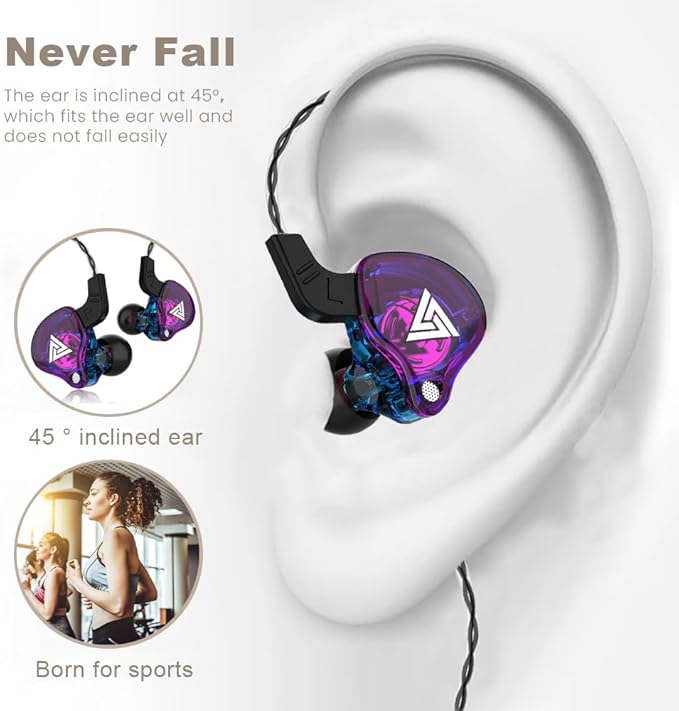 Gaming Earbuds with Mic,Universal 3.5mm HiFi Sport Headphones in Ear Earphone for Running with Microphone Headset Music Earbuds (with mic, Purple)