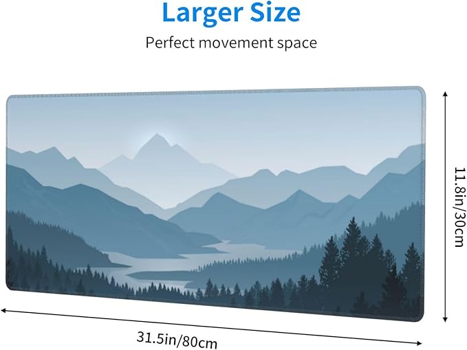 Mountain Gaming Mouse Pad Large Long Extended Pads Big Mousepad Extended Large Non-Slip Rubber Base Waterproof Big Keyboard Mat with Stitched Edges for Office Home and Game,31.5x11.8 Inch