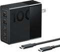 Lenovo 100W USB C Charger, 4-Port Multi-Device Fast Charging, Black GaN Power Block with 240W Cable, for Thinkpad, MacBook, Dell XPS, iPhone, Samsung