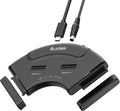 SUIDEK 4-Bay Dual M.2 NVMe & Dual SATA SSD Enclosure - 10Gbps USB-C SSD Converter Hard Drive Reader for M.2 NVMe (M+M/B Key) & 2.5/3.5 Inch SATA - Plug & Play Adapter