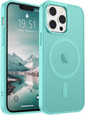 SUPFINE Magnetic for iPhone 13 Pro Case (Compatible with MagSafe) (Military Grade Drop Protection) Slim Translucent Matte Shockproof Phone Cover,Blue Green