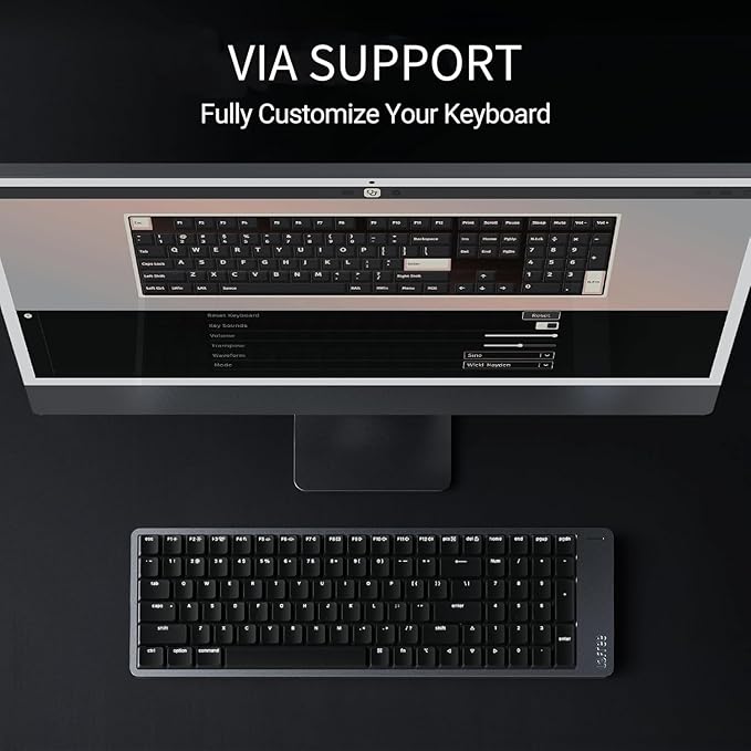 LOFREE Flow2 Low-Profile Mechanical Keyboard, Aluminum Alloy with Void Linear Switches, Rechargeable Wireless Keyboards with 3 Mode Connections for Windows, macOS (Silver with Silence, 68 Keys)