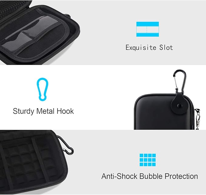 Lacdo Hard Drive Carrying Case for Western Digital WD Elements/WD My Passport/My Passport Ultra Portable External Hard Drive HDD 1TB 2TB 4TB 5TB 6TB USB 3.0 Protective Storage Travel Bag, Full Black
