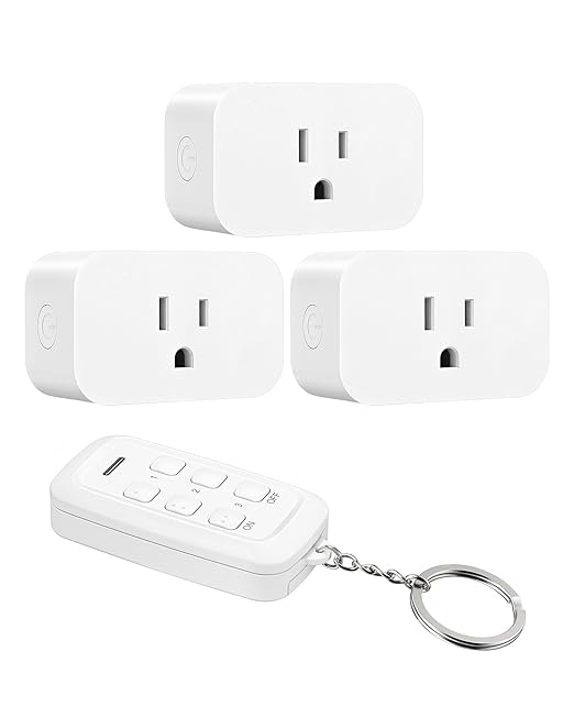 DEWENWILS Indoor Remote Control Outlet, Wireless Remote Outlets Switch, No Interference, 15A/1875W, 100FT RF Range, Compact Light Switch for Lamp,1 Remote 3 Outlets