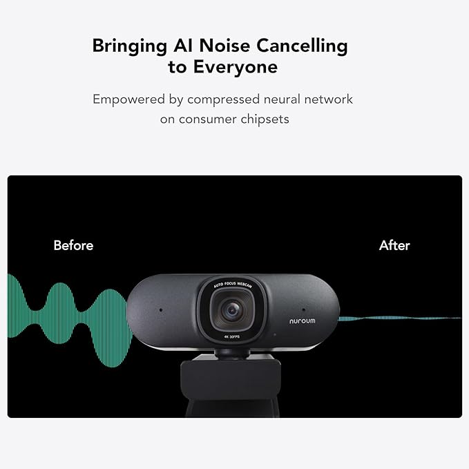 NUROUM V32AF 4K Webcam for PC, Adjustable FOV, Premium CMOS, Autofocus Auto-Framing, Noise Canceling Microphones, USB Plug&Play Web Camera for Desktop/Laptop/Mac, Video Calls w/Zoom/Teams/Google Meet