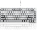 FIRSTBLOOD ONLY GAME. AK820 Wired 75% Mechanical Keyboard, Hot-Swappable Gasket-Mounted Gaming Keyboard with Red Switches, 81 PBT Keycaps Grey-White Layout, Multimedia Keys Knob, White Backlit