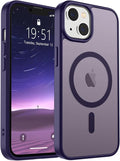 SUPFINE Magnetic for iPhone 15 Plus Case & iPhone 14 Plus Case(Compatible with MagSafe)(Military Grade Drop Protection) Translucent Shockproof Phone Cover,Dark Purple