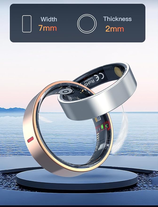 Heart rate monitoring, Blood oxygen monitoring, Pressure monitoring, HRV Lorenz scatter plot, Step counting Exercise, Remote care, 24/7 scientific sleep, Photo taking, Blood components (Rose Gold, 12)
