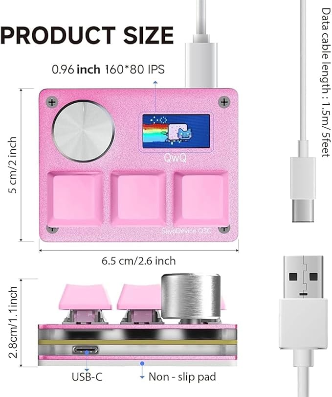 O3C Rapid Trigger Hall Effect Keyboard Suitable for OSU and Geometry Dash Rhythm Game Macro Keypad with Magnetic Linear Switches (Pink, Gateron Jade Pro Green Switch)