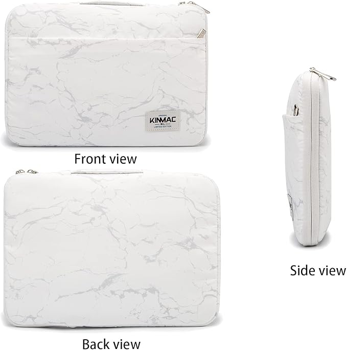 Kinmac 360° Heavy Duty Protective Laptop Computer Sleeve case Bag Cover with Handle for MacBook Pro 14 inch,14 inch-14.4 inch HP Lenovo Dell ASUS Acer Laptop (White Marble)