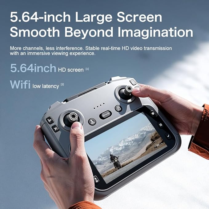 Drones with Dual Camera for Adults, Brushless Motor Large HD Screen Remote Control, Lightweight Under 249g Foldable Professional Drone for Beginner, Mini Quadcopter with 2 Batteries & Storage Bag
