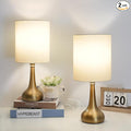 Set of 2 Bedside Touch Lamps, 16 Inch Dimmable Small Nightstand Lamp, Night Light Lamp Simple Touch Table Lamp with Brass Metal Base for Living Room Bedroom Office, A19 3000K Led Bulb Included