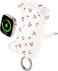 RORRY Flow Portable Charger, 10000mAh 40W Fast Charging Power Bank with Built-in USB C Cable and Foldable Wall Plug, Battery Pack Travel Essentials for iPhone 17/16/15, Apple Watch, iPad, MacBook