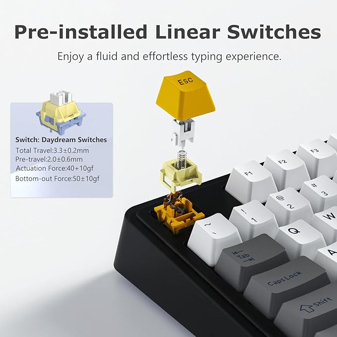 FIRSTBLOOD ONLY GAME. AK980 101-Key Hot-Swappable Mechanical Keyboard, Gasket Mount RGB Backlit, Programmable Macro, Full N-Key Rollover, with Dreamscape Linear Switches (Starfall Gray)