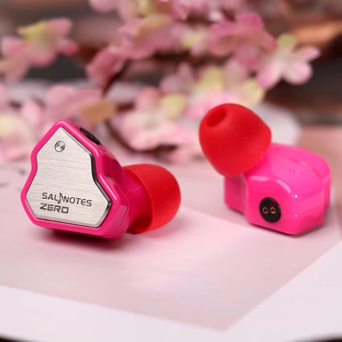 Linsoul 7Hz Salnotes Zero HiFi 10mm Dynamic Driver in-Ear Earphone IEM with Metal Composite Diaphragm Stainless Steel Faceplate Detachable 2Pin OFC Cable (Rose, with Mic, Type C)