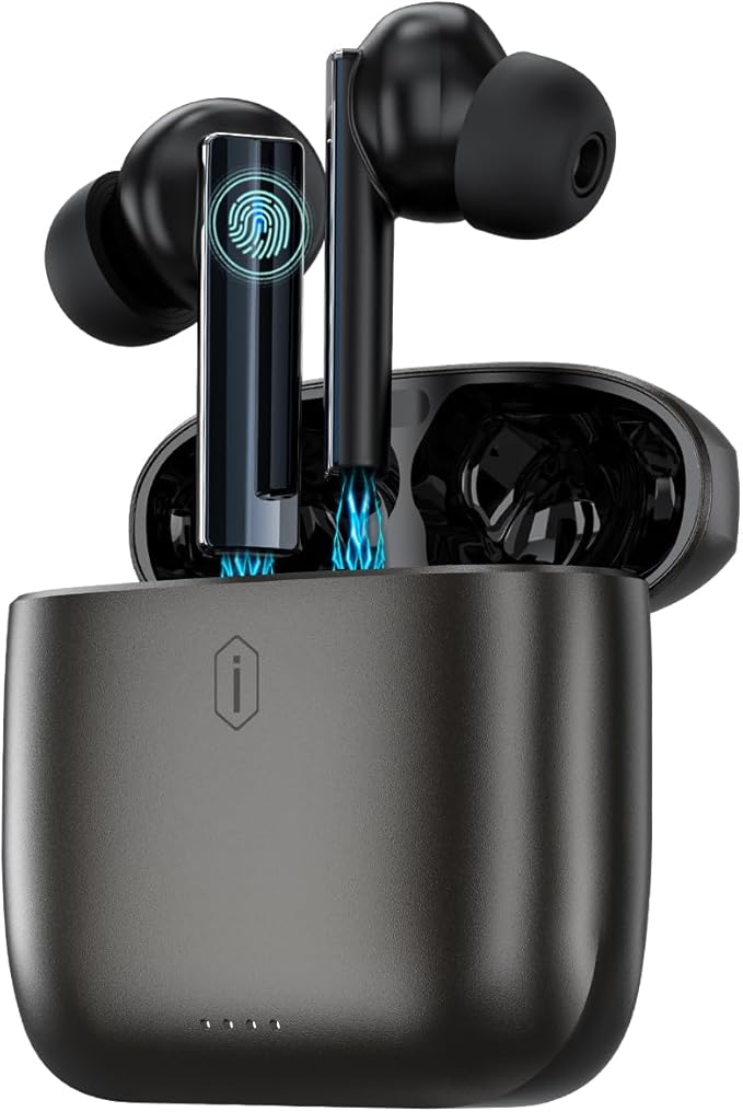 Wireless Earbuds,6.0 Bluetooth Headphones with 4 Mics Noise Cancelling,35H Playtime for Sports Work,AI Clear Calls,Zinc Alloy Fast Charging Case,Comfort Fit,Waterproof Ear Buds for iPhone Android iPad