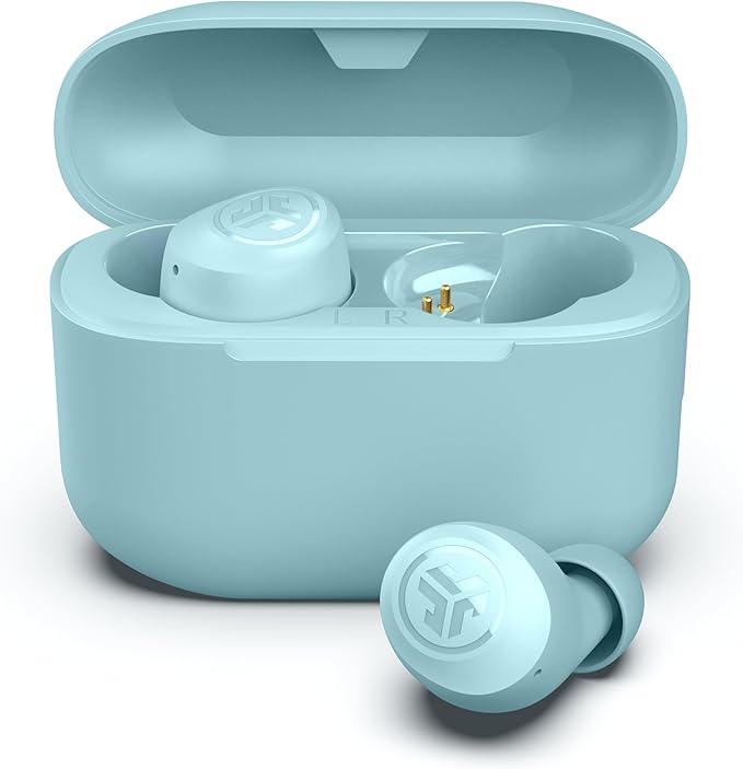 JLab Go Air Pop+, True Wireless Earbuds, Bluetooth Earbuds with Microphone, Dual Connect, EQ3 Sound, Light Blue