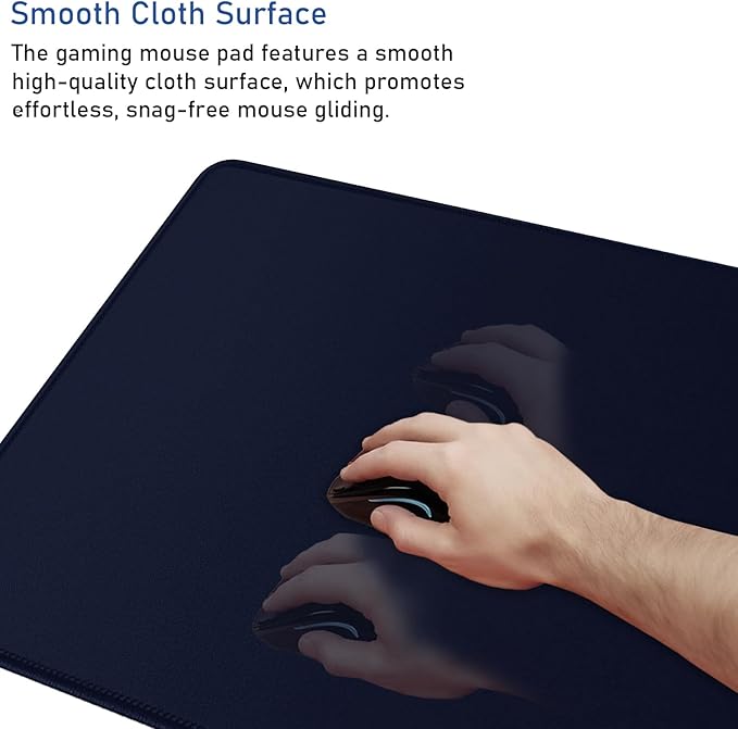 Large Gaming Mouse Pad with Stitched Edges, 47.3 X 23.6 in Desk Pad Durable Non-Slip Natural Rubber Base, Waterproof Computer Keyboard Mat for Esports Pros, Gamer, Desktop, Blue