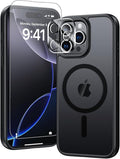 for iPhone 16 Pro Case,Compatible with MagSafe, Includes Tempered Glass Screen & Lens Protectors, Translucent Matte Anti-Fingerprint, Slim Full-Body Military Grade Shockproof case