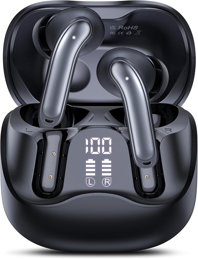 Hybrid Active Noise Canceling Wireless Earbuds, 6 Mics ENC Clear Call Ear Buds, Hi-Res Audio Deep Bass Bluetooth 5.4 Headphones, 48H Playtime, IP7, 8 EQ Modes, Wireless Charging, Multipoint Connection
