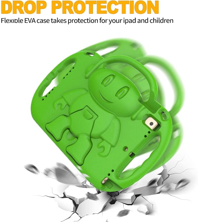 Kids Case for iPad 11th Generation (A16) 11" 2025 & 10th Gen 10.9" 2022 & iPad Air 11" 2025/2024 & Air 5th/4th Gen & Pro 11, Durable Protective Cover with Shoulder Strap Handle Stand, Green